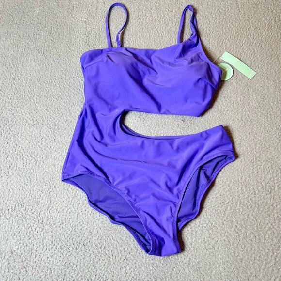 Beautikini Swimsuit Womens XL Cutout One‎ Piece Swimsuit Purple NEW - Picture 1 of 8